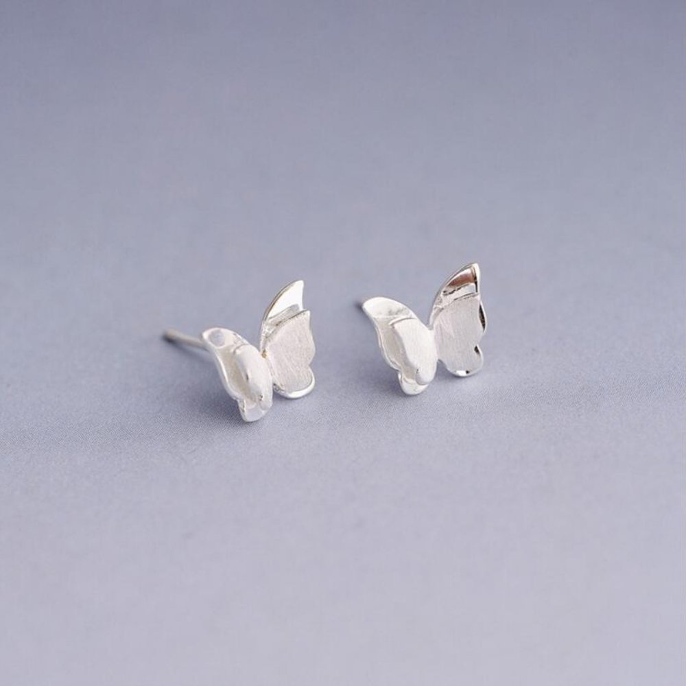 NEW 925 Sterling Silver Butterfly Stud Earrings - Picture 6 of 8
